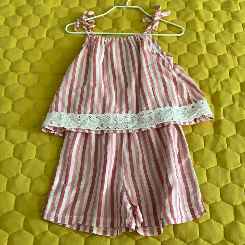 Pink and white romper